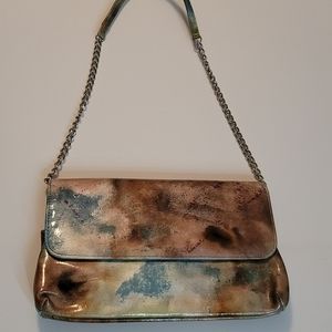 Poppie Jones Shiny Metallic Chain Strap Clutch Bag
